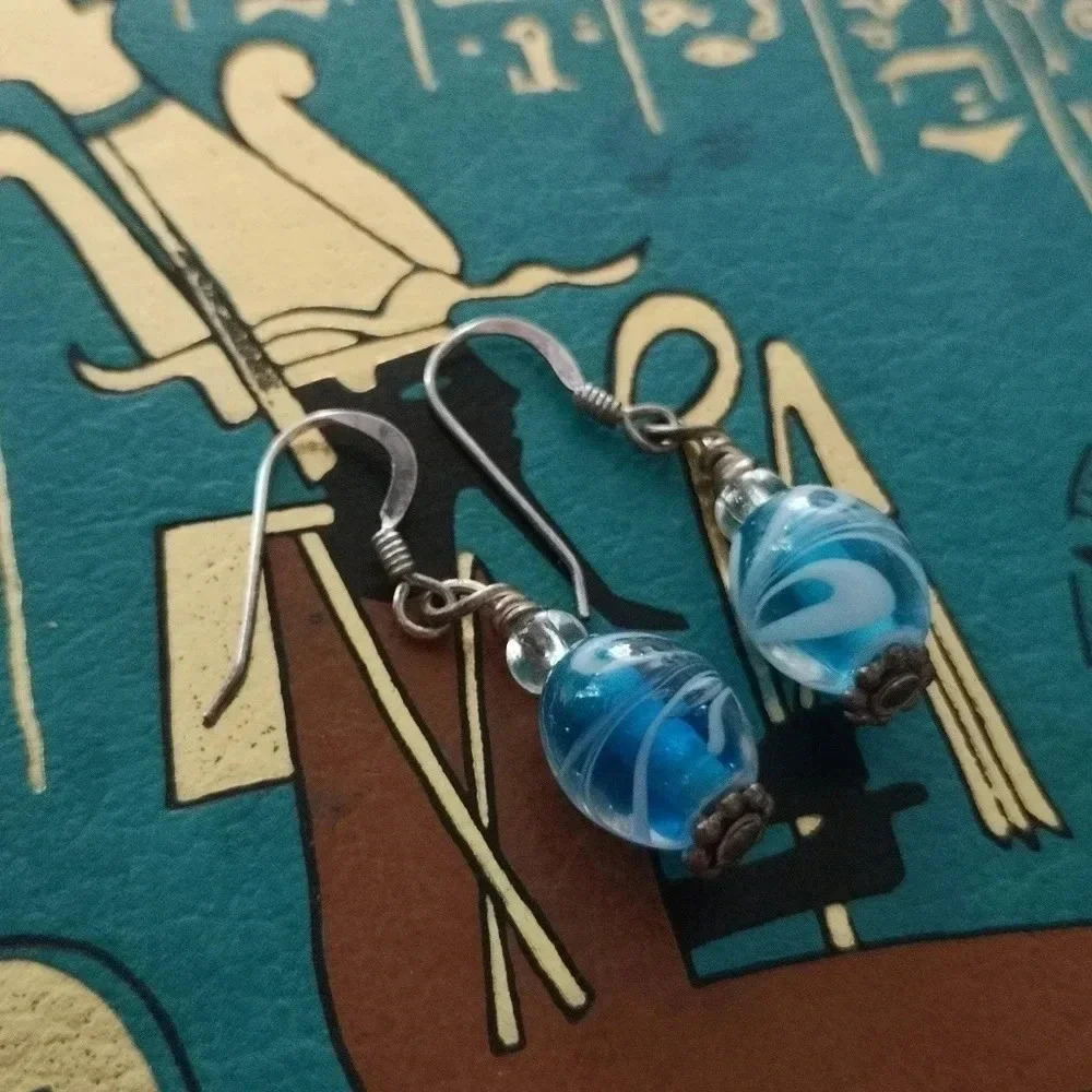 925 swirl glass earrings